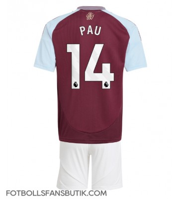 Aston Villa Pau Torres #14 Replika Hemmatröja Barn 2024-25 Kortärmad (+ Korta byxor)